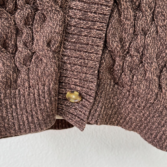 🧣Lands End Drifter Womens Brown Button Cable Knit Cardigan Sweater Large 14 16 - Picture 6 of 12